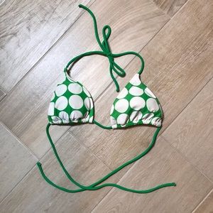 Green polka dot bikini top